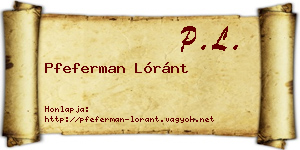 Pfeferman Lóránt névjegykártya